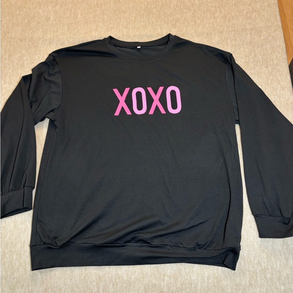 Black Sweatshirt with Pink XOXO